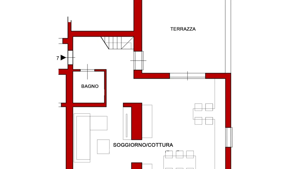 Floor Plan - Restored Apartment with Terraces in La Puzzolente