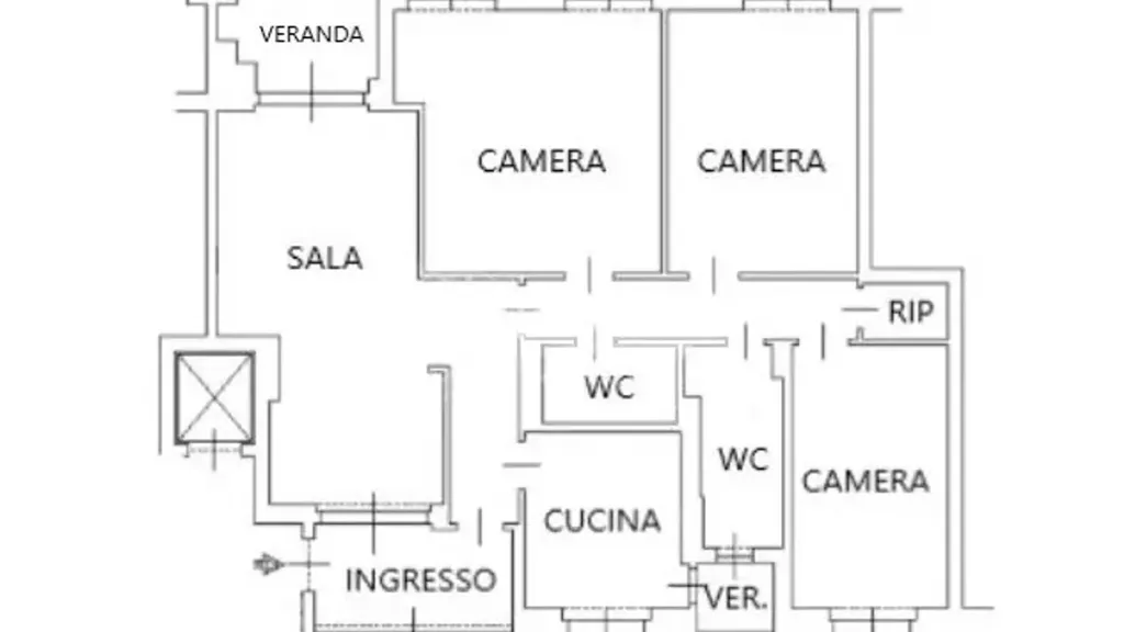 Plan - 4-Room Apartment with Balcony in Milan