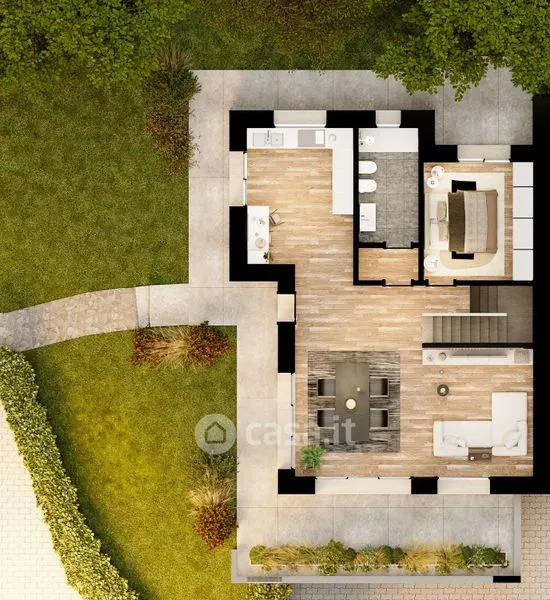 Vue aérienne - Bifamiliar Villa with Private Garden in Gallarate