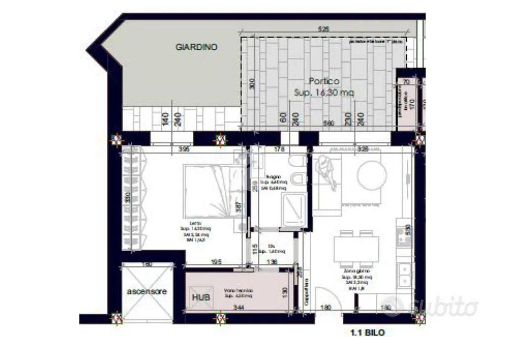 Floor Plan - New 2-Bedroom with Garden in Parma