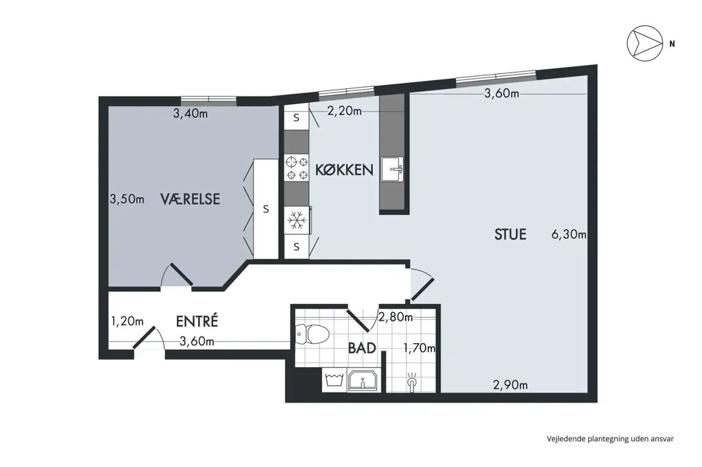 Floor Plan - 2-Bed Apartment with Terrace in Odense C