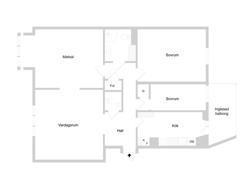 Floor Plan - Art Deco Flat with Balcony in Central Norrköping