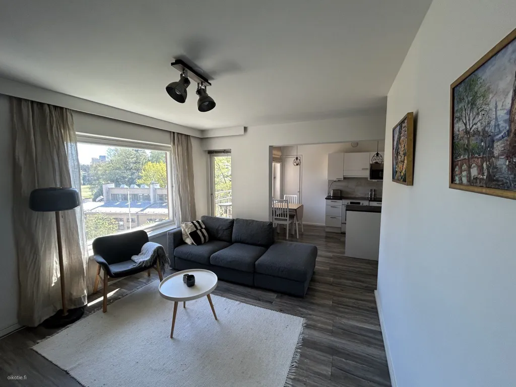 Living Room - Renovated Apartment with Balcony in Tapiola