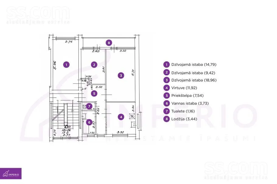 Plaan - Special Project Apartment with Loggia in Ogre