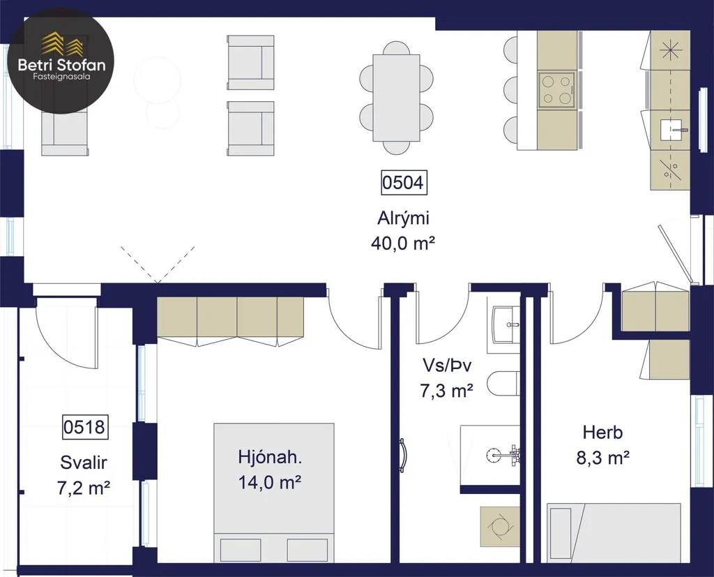 Planimetria - Apartment with Balcony in Reykjavik