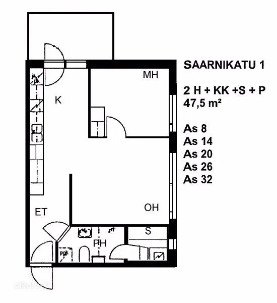 Planimetria - 2-Bed Flat with Sauna in Saksala, Lahti