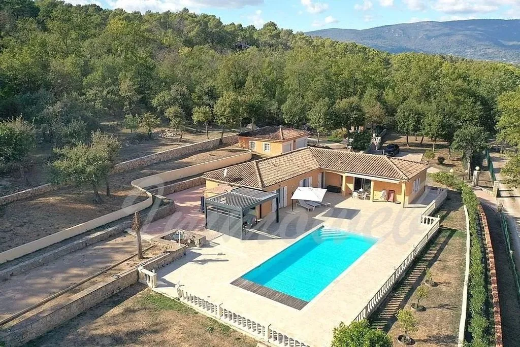 Vue aérienne - Villa de Plain-Pied avec Piscine Chauffée à Fayence