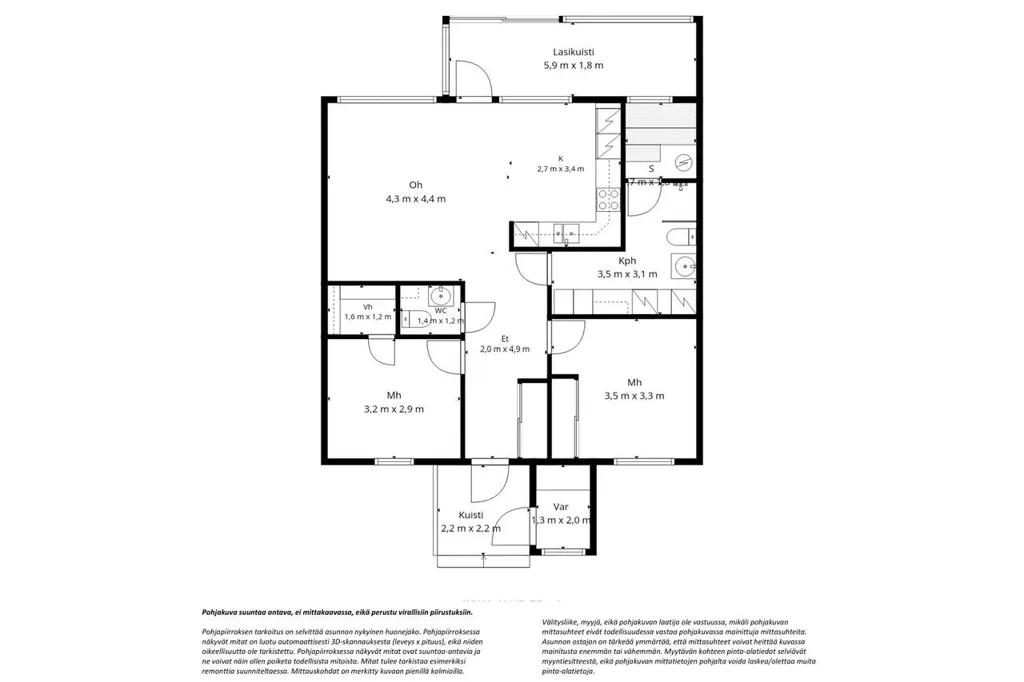 Plaan - Modern Apartment with Sauna in Laidunalue
