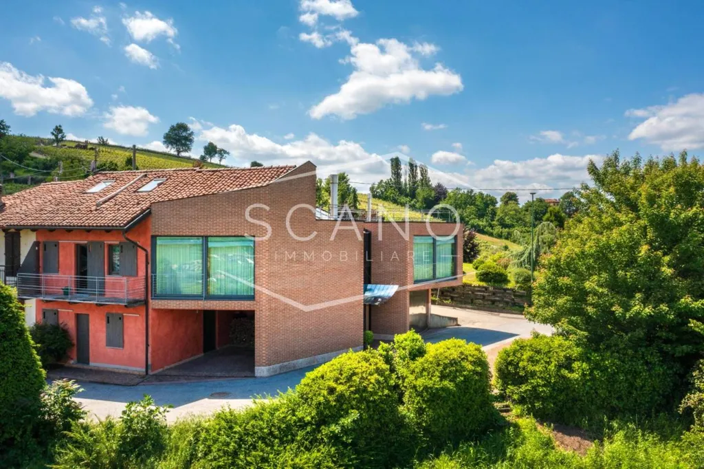 Aerial - Architectural Villa with Panoramic View in Alba