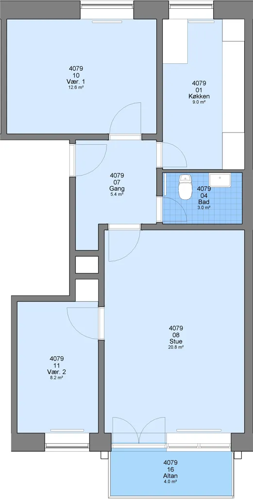 Plan - 3-Bed Flat with City View in Aalborg