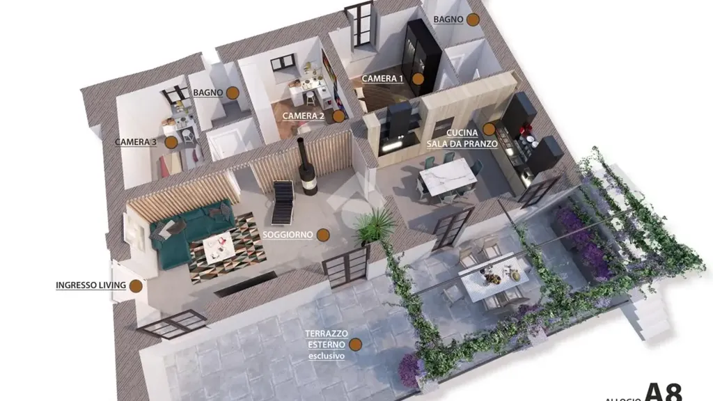Plan - Historic Apartment with Terrace in Saluzzo