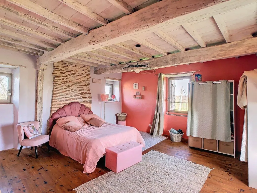 Bedrooms - Rustic Stone House with Pyrenees View in Gers