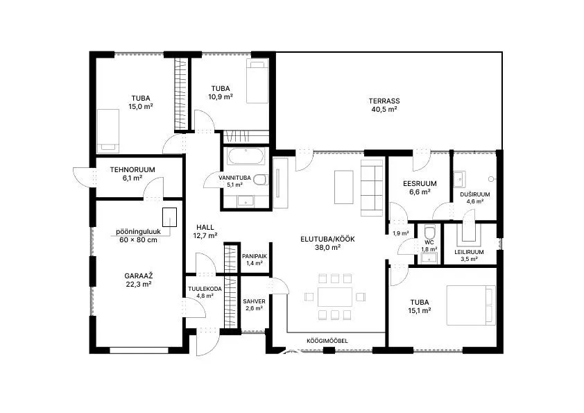 Floor Plan - Contemporary Brick House with Garden in Pärnu