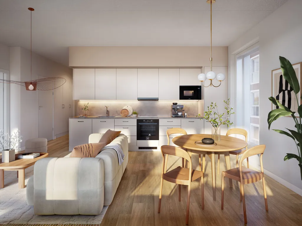 Living Room - Modern Apartment with Garden in Lintuvaara, Espoo