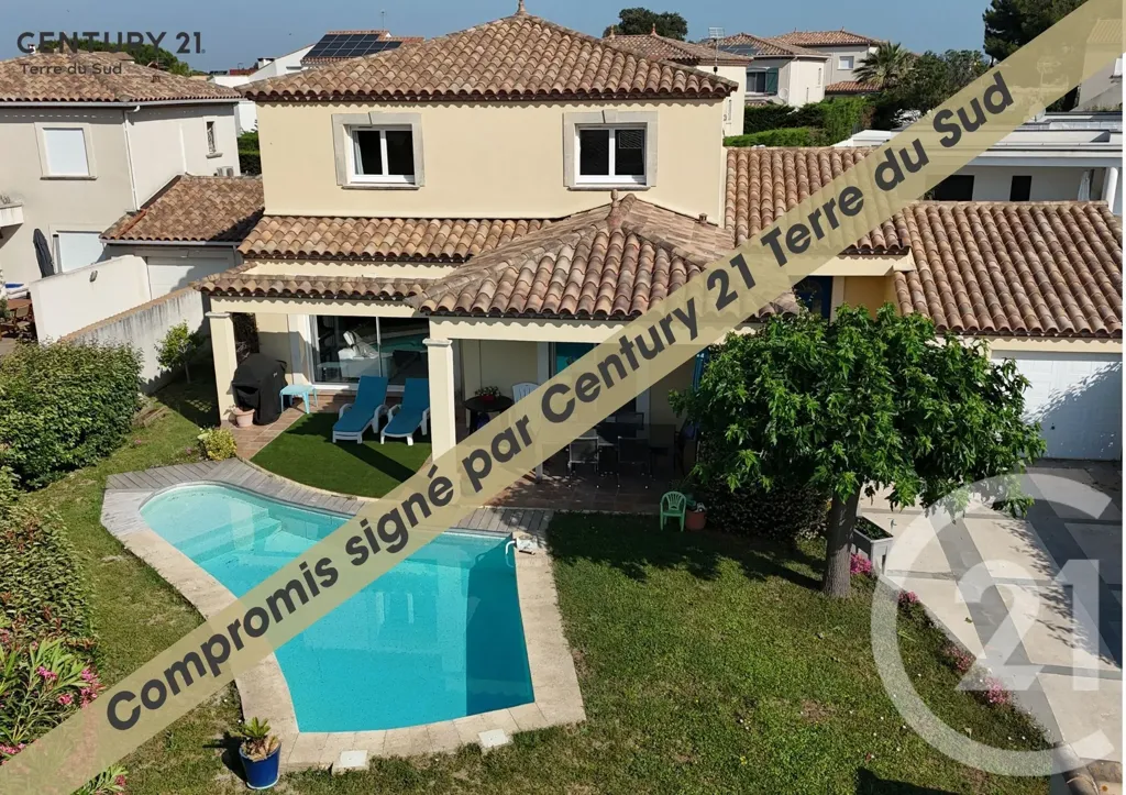 Vue aérienne - Maison Familiale avec Piscine au Calme à Pérols