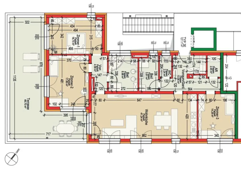 Plan - Penthouse with Large Rooftop Terrace in Stainz