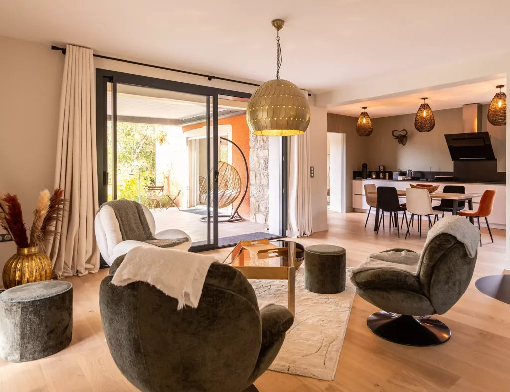 Living Room - Exceptional Villa with River Access in Ardèche Gorges