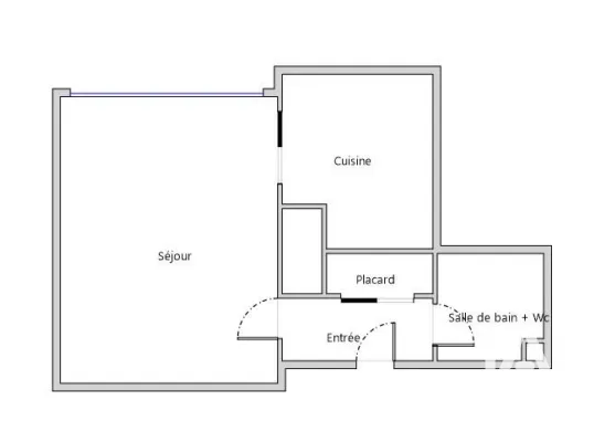 Plano - Renovated Studio with Balcony in Aubervilliers