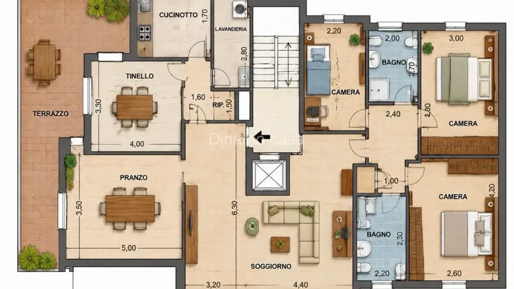 Plan - Spacious 3-Bedroom Apartment with Terrace in Prato