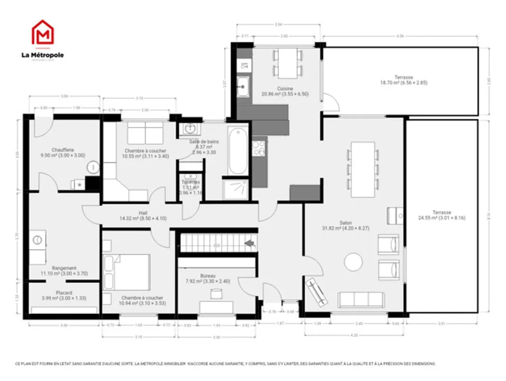 Plan - Villa de Plain-Pied avec Piscine à Biesme