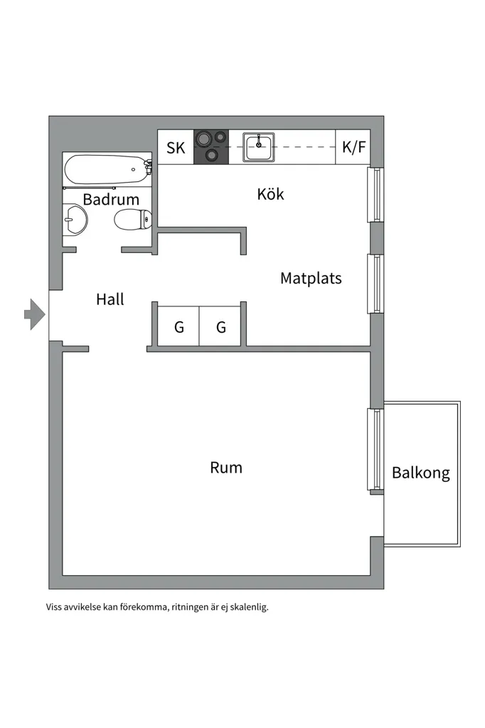 Plan - Charming One-Bedroom Flat with Balcony in Uppsala