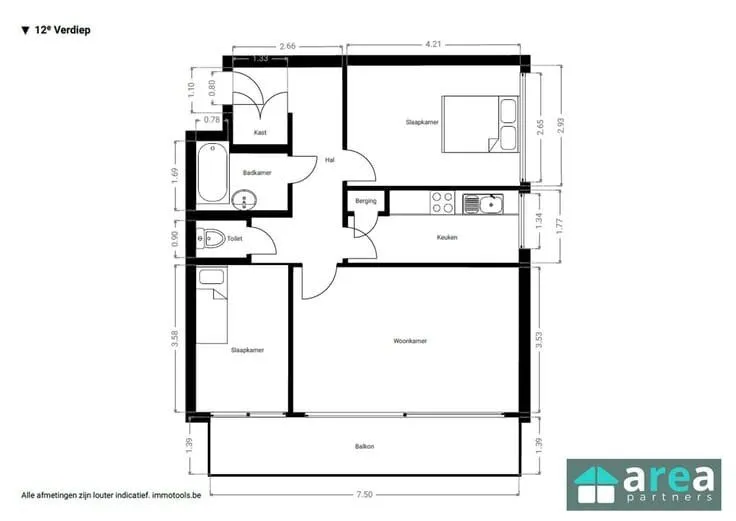 Planimetria - Apartment with Canal View in Deurne, Antwerp