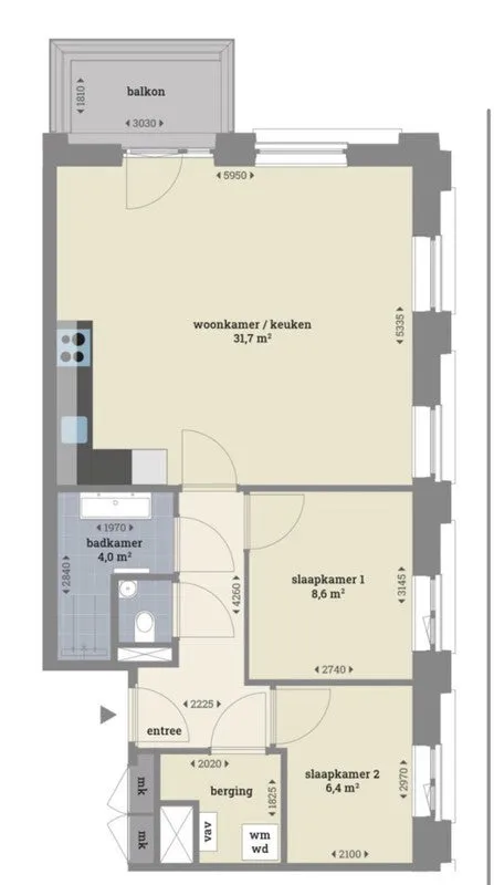 Plan - Apartment with Balcony and Views in Amsterdam