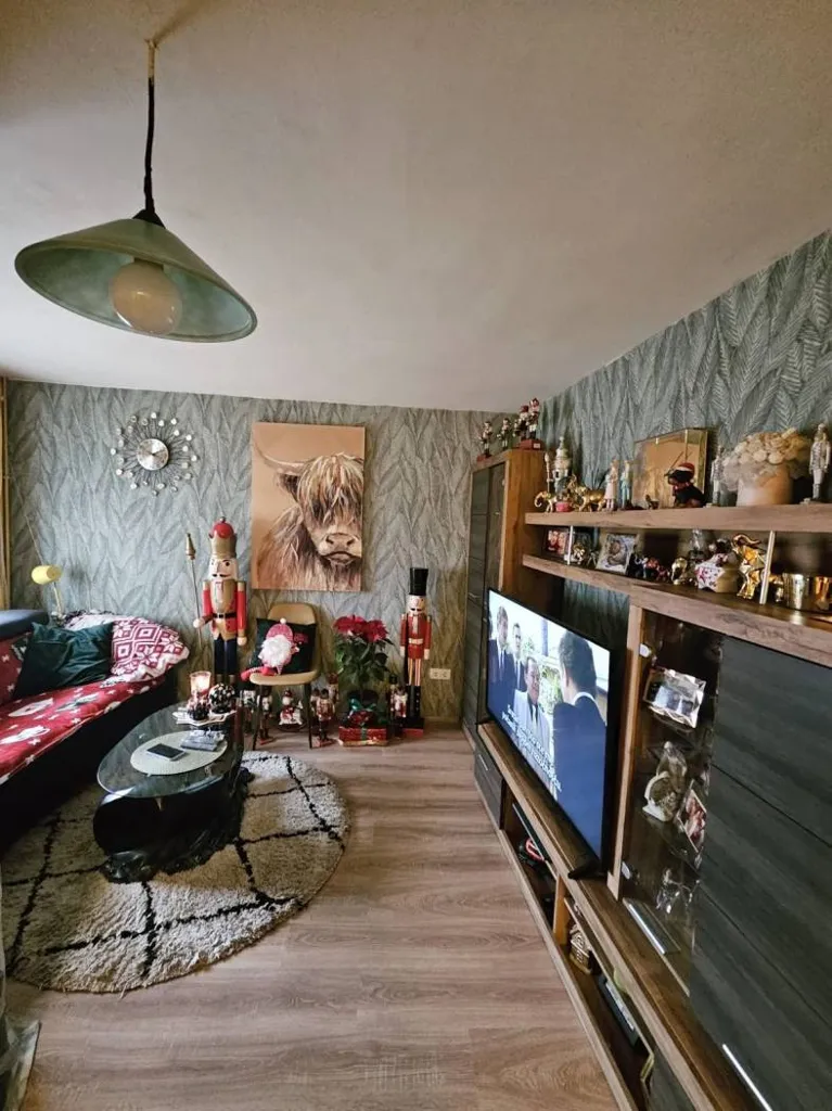Living Room - Two-Bedroom Apartment with Terrace in Stupnik