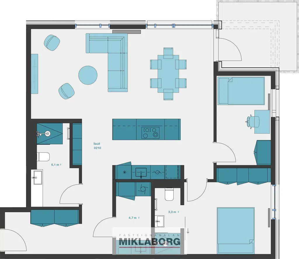 Planimetria - New Flat with Balcony in Hafnarbraut