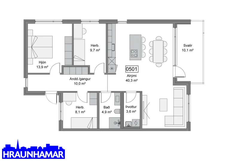 Appartement 4 pièces à Hafnarfjörður