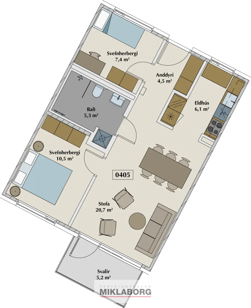 Plan - BREEAM-Excellence Flat with Shared Entrance in Hafnarfjörður