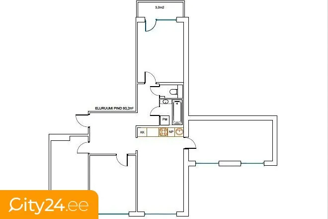 Plan - Renovated Five-Room Flat in Lasnamäe