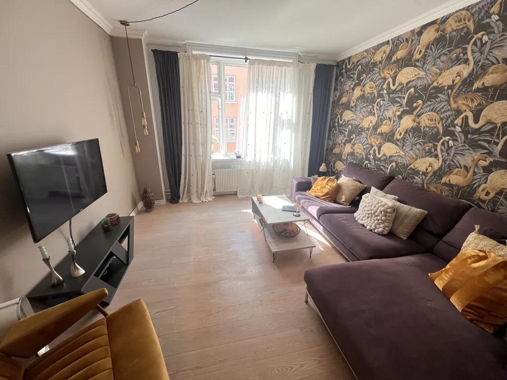 Séjour - Furnished 2-Bedroom Flat with Large Windows in Østerbro