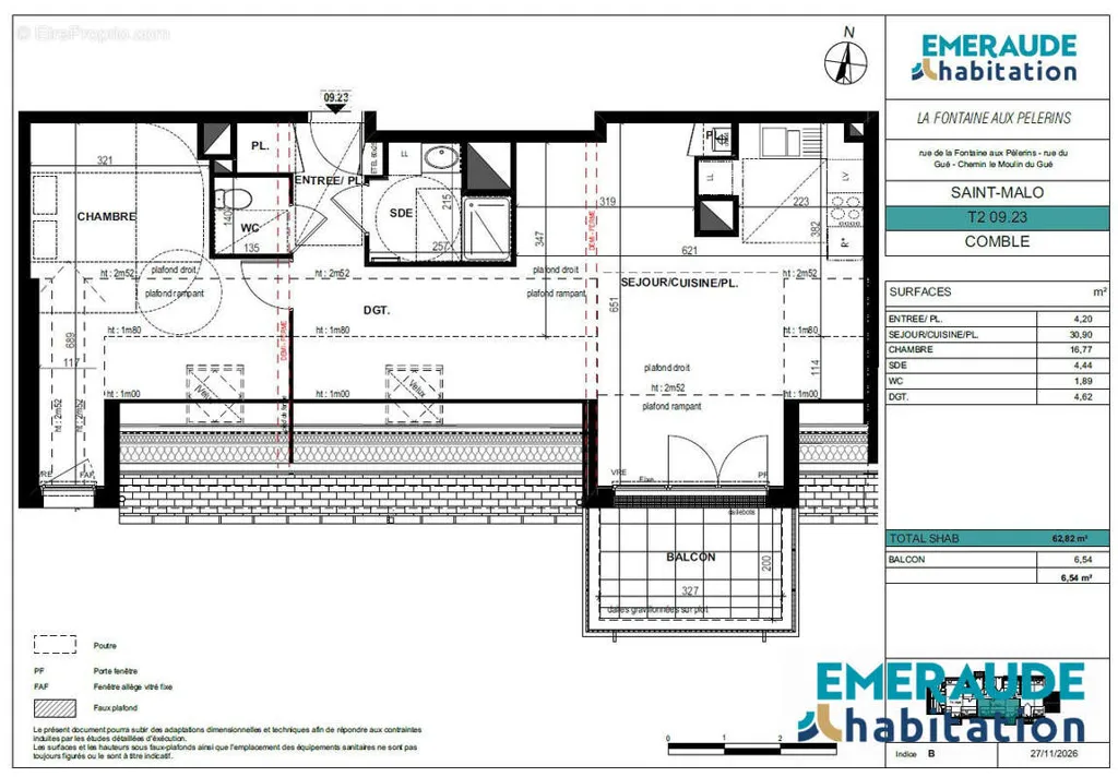 Plan - Appartement T2 avec balcon à Saint-Malo