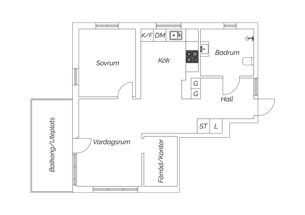 Plaan - Spacious 2.5-Bedroom Flat with West-Facing Terrace in Hammarbyhöjden