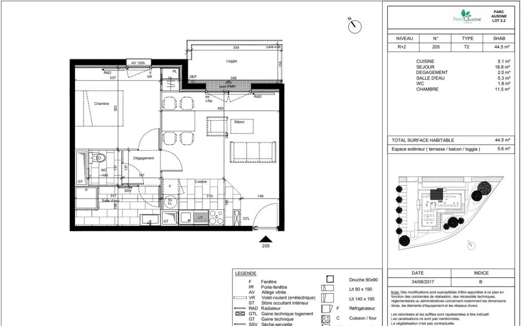 Plaan - T2 Flat with Balcony in Bruges Ausone