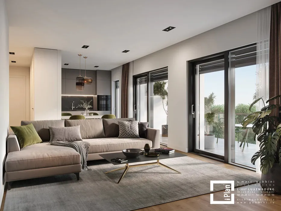 Séjour - Appartement Neuf avec Balcon à Mersch