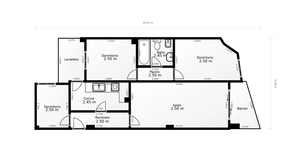 Floor Plan - Family-orientated Flat near Blanes Centre
