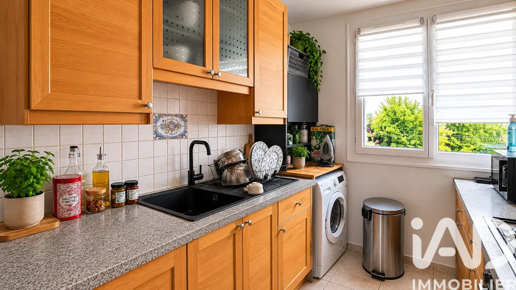 Kitchen - 3-Bedroom Apartment with Private Parking in Eaubonne