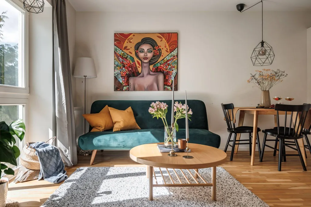 Séjour - Modern Flat with Large Windows in Stockholm