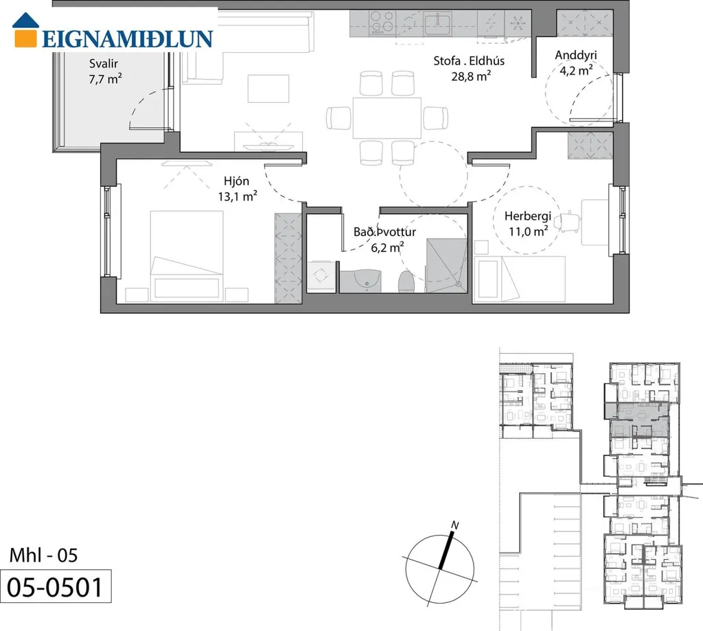 Planimetria - Modern Apartment with Elevator in Hafnarfjörður