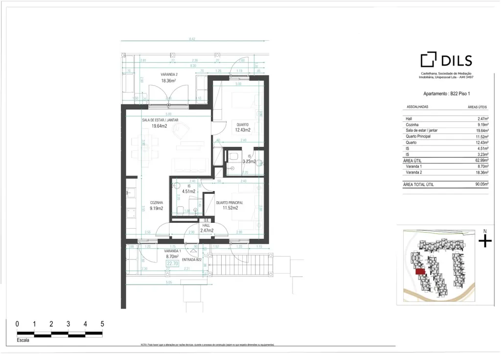 Plaan - T2 Apartment with Private Balconies in Carvalhal