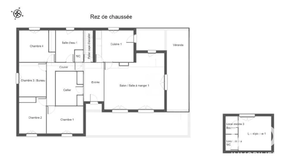 Plaan - Architectural House with Pool in Aussac