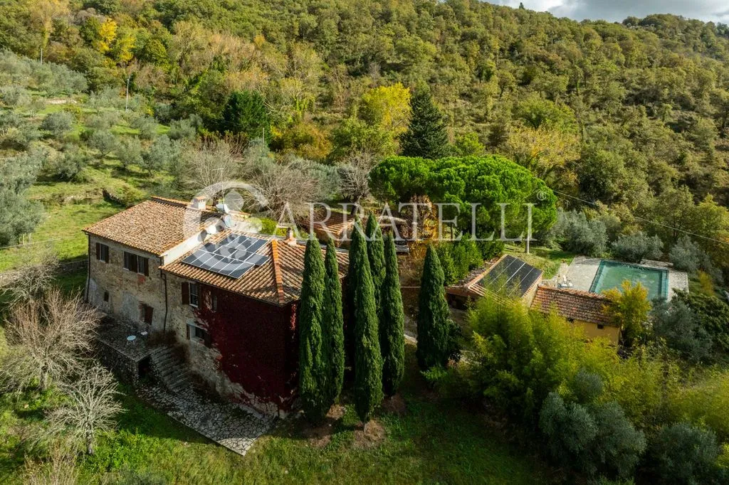 Vue aérienne - Luxury Villa with Panoramic Pool in Laterina