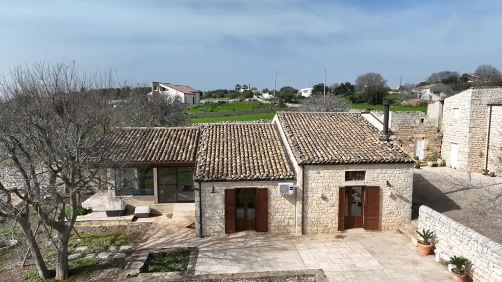 Aerial - Historic Stone Villa with Garden in Modica