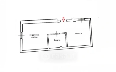 Plan - Bilocale with Dual Exposure in Bologna