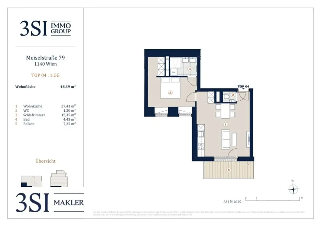 Planimetria - 2-Bedroom Apartment with Balcony in Hütteldorf