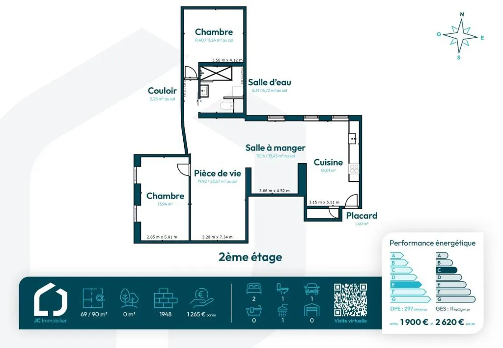 Planimetria - 4-Piece Flat with Parking in Historic Centre, Nemours