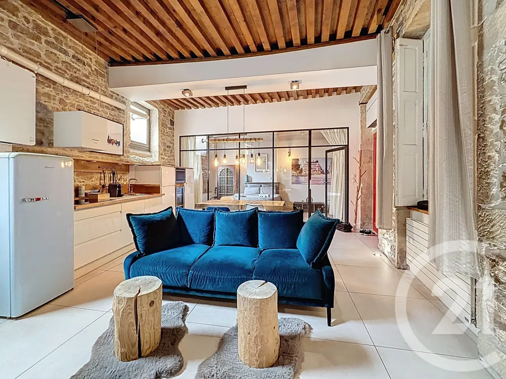 Séjour - Appartement Rénové par Architecte avec Jardin à Lyon 2e
