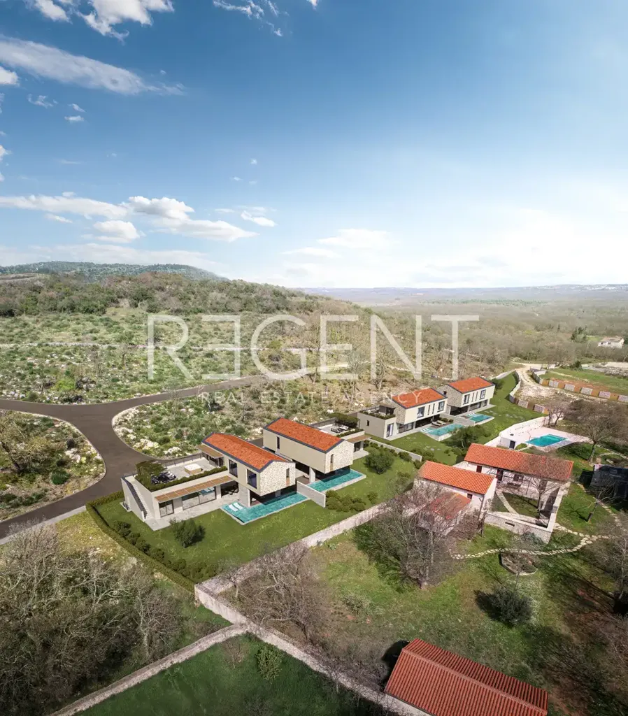 Aerial - Modern Villa with Pool in Western Istria